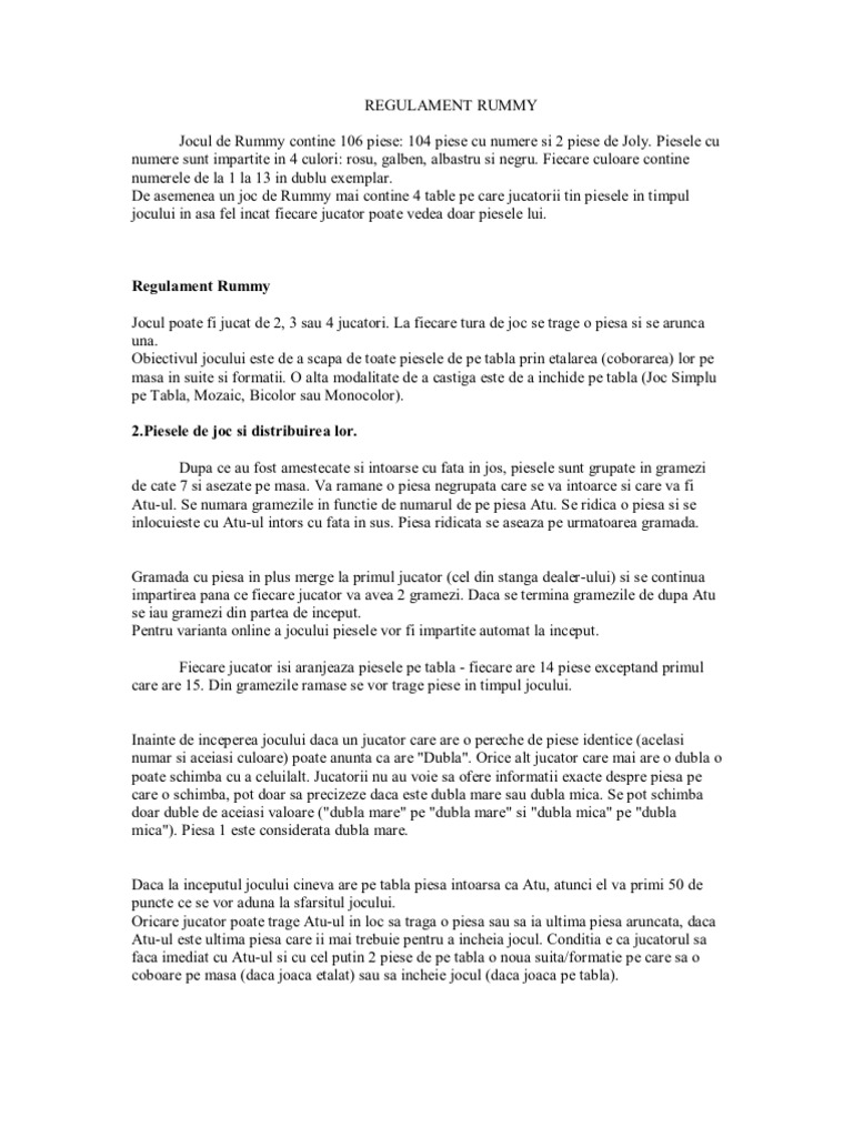 Regulament Rummy | PDF