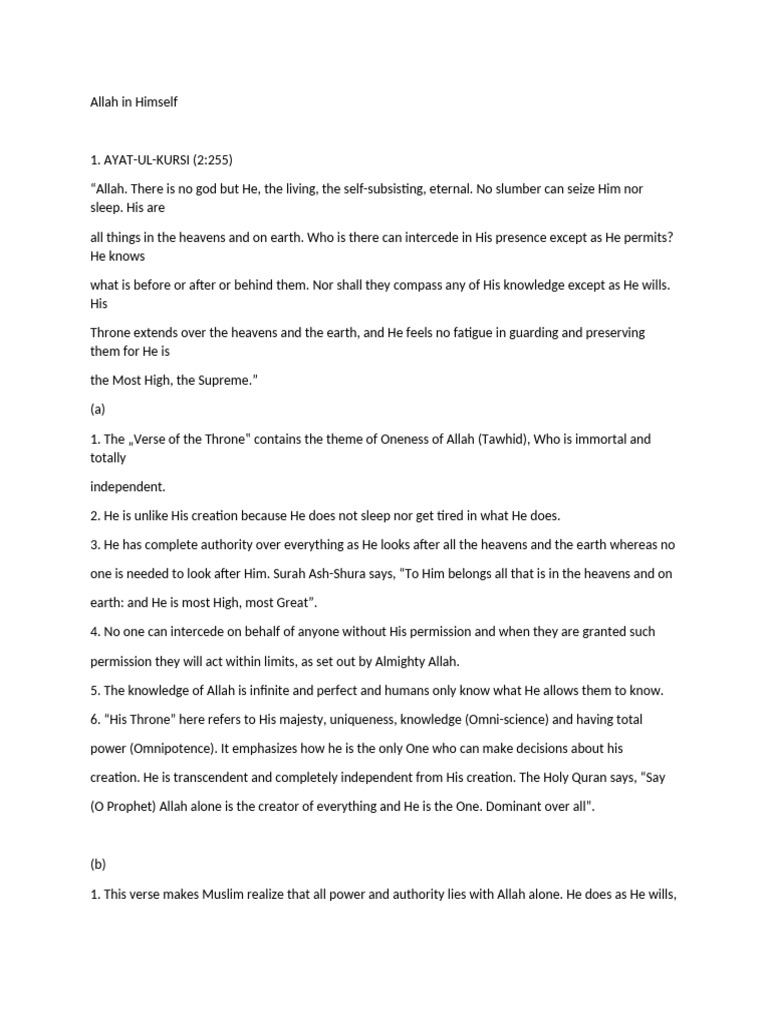 Allah in Himself IGCSE ISLAMIYAT | PDF | God In Islam | Tawhid