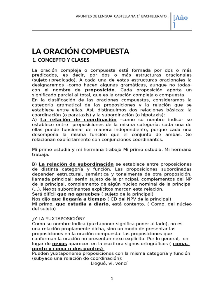 Oraciones Coordinadas y Yuxtapuestas | PDF | Oración (Lingüística ...