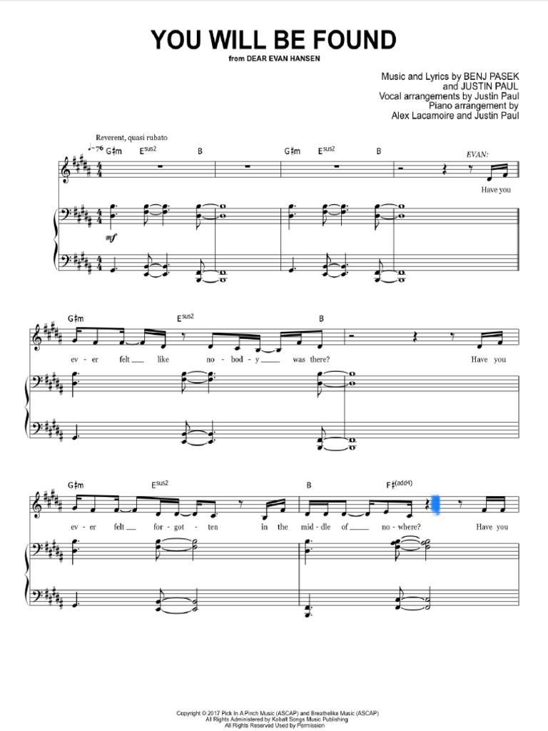 Dear Evan Hansen - You Will Be Found | PDF