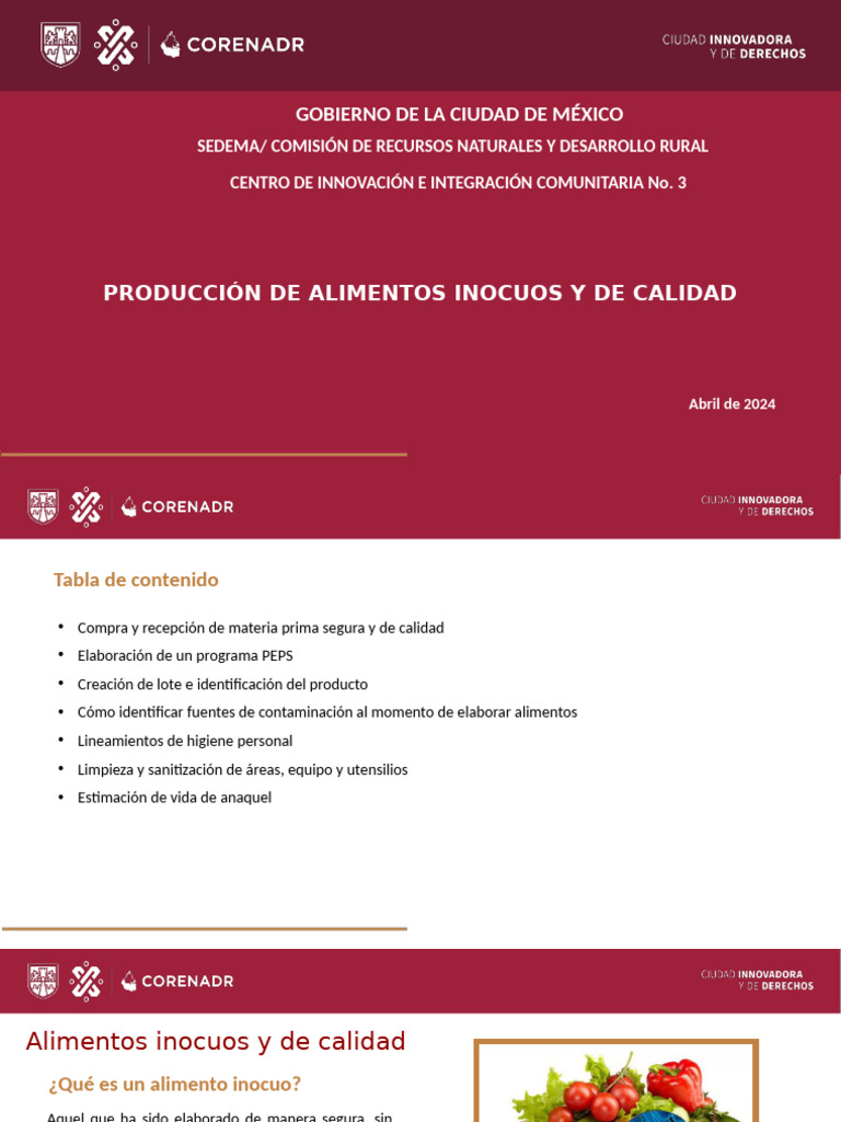 PRODUCCIÓN DE ALIMENTOS INOCUOS Y DE CALIDAD - LAU ( - Comentarios MASN ...