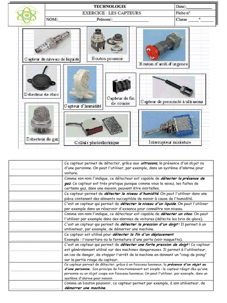 Capteurs et actionneurs : Exercices pratiques | PDF | Capteur