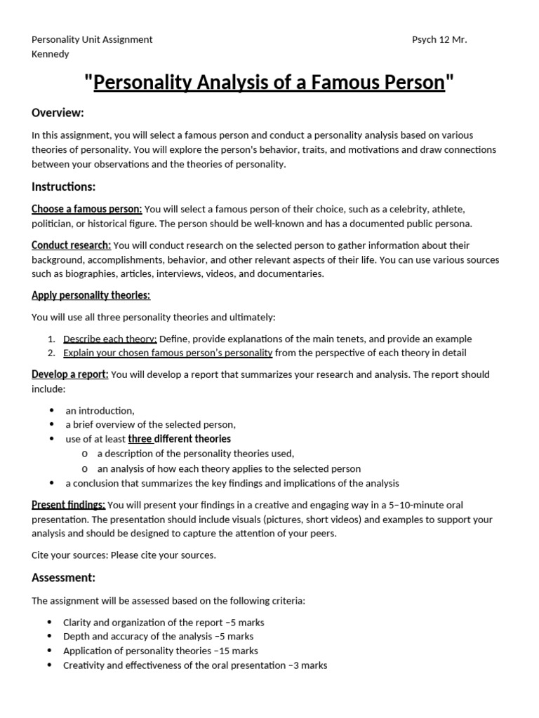 Famous Person Personality Analysis Guide | PDF