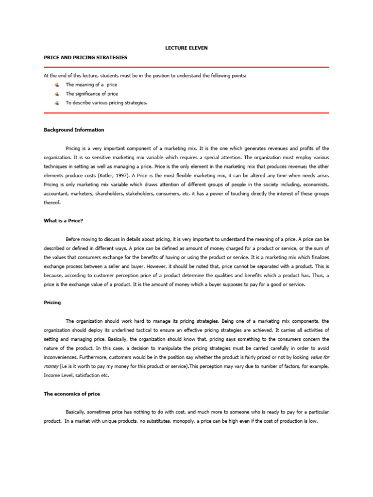 Understanding Pricing Strategies and Significance | PDF | Pricing ...