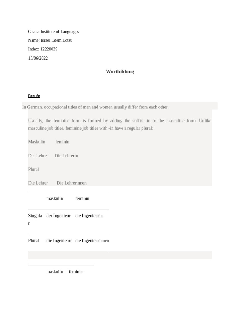German Gender and Plural Forms | PDF | Grammatical Gender | Plural