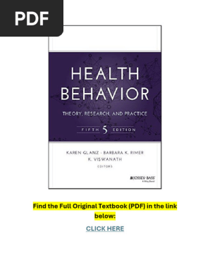 Health Behavior Theory & Practice 5th Ed. | PDF | Cognition