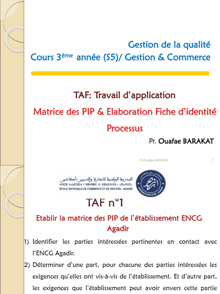 Gestion de la qualité S5 ENCG Agadir | PDF