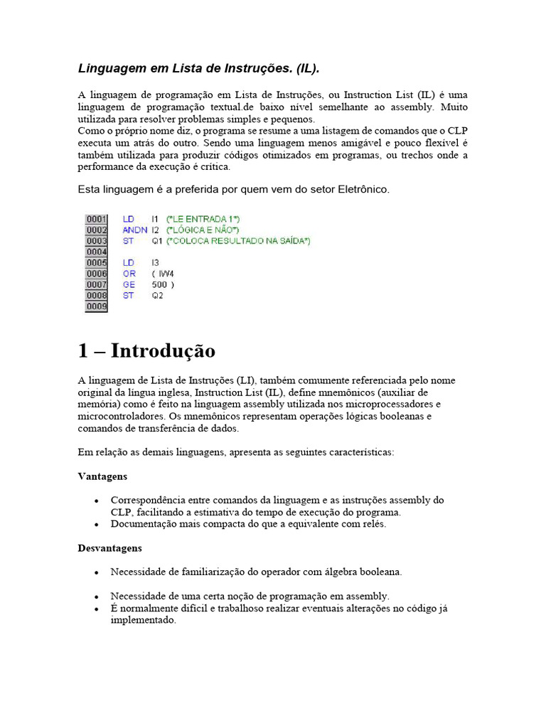 Linguagem em Lista de Instruções | PDF | Engenharia da Computação ...