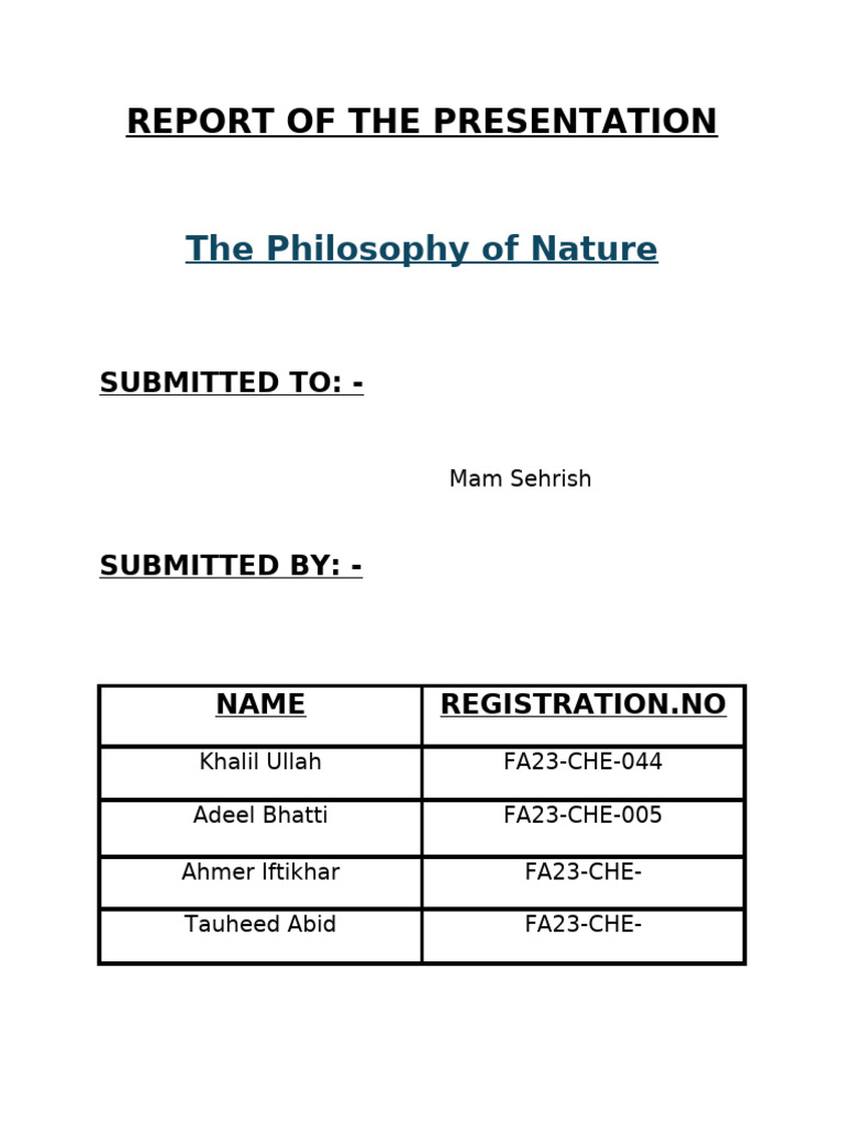 The Philosophy of Nature Report | PDF | Nature | Ecosystem