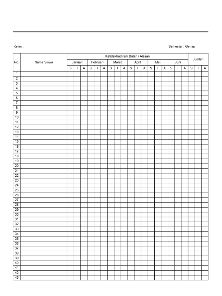 Contoh Format Rekap Absen | PDF