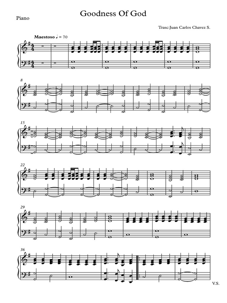 La Bondad De Dios Partitura Piano Pdf