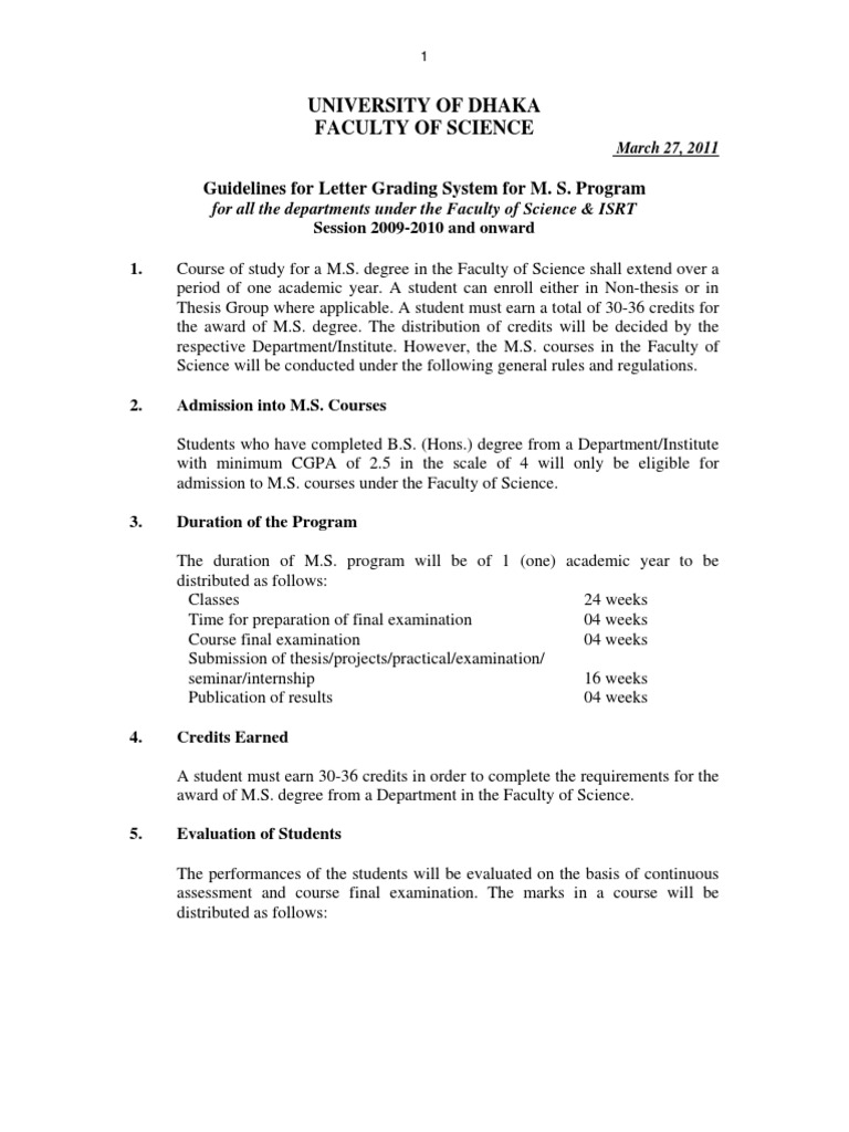 Ms Guidline For Science Students | PDF | Master Of Science | Thesis