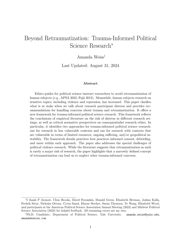 Beyond Retraumatization WeissAmanda | PDF | Psychological Trauma | Self ...