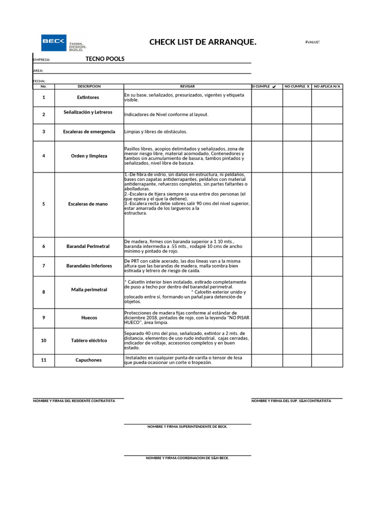Check List de Seguridad en Obras | PDF