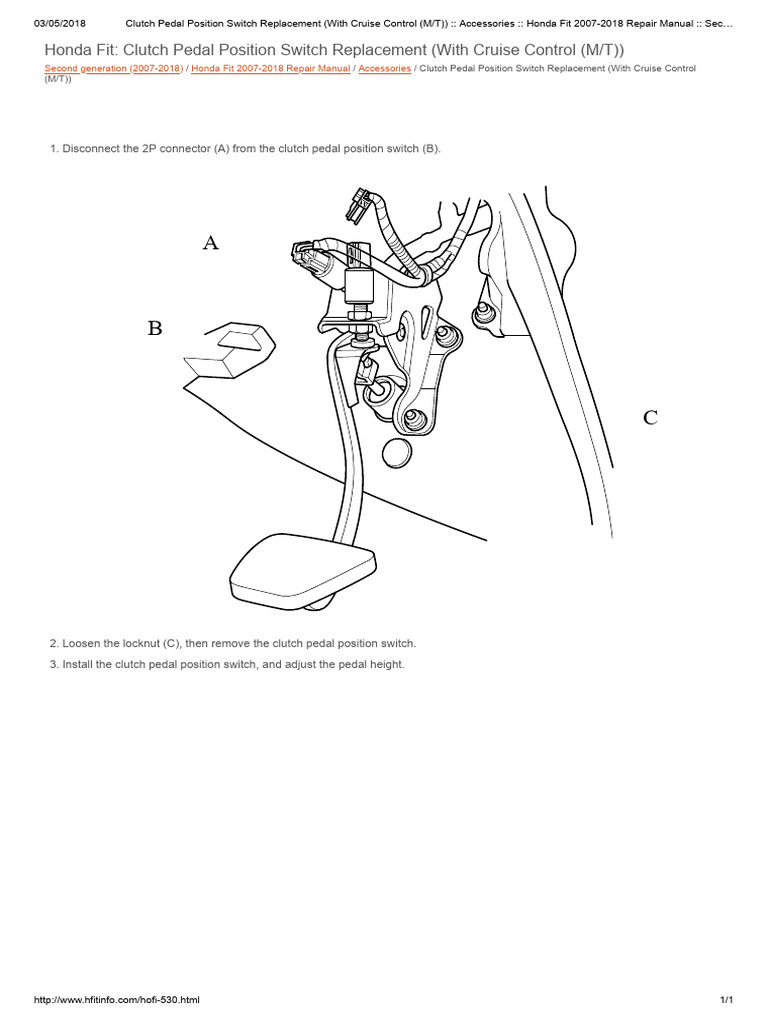 1.1 Clutch Pedal Position Switch Replacement (With Cruise Control (M ...