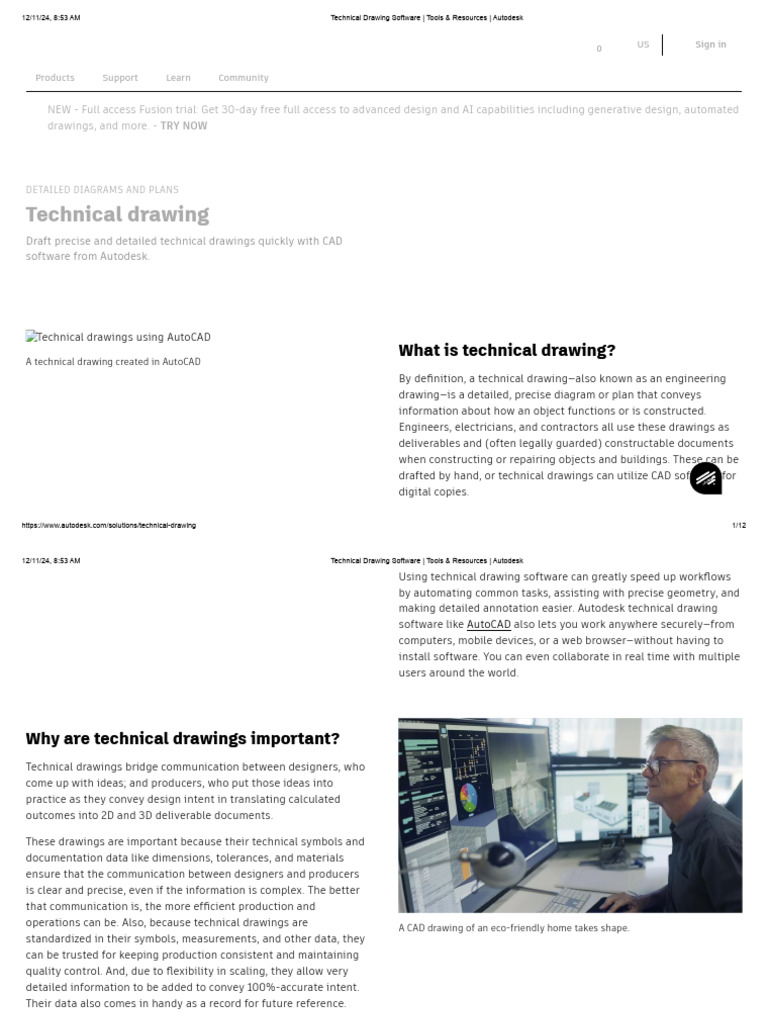Autodesk Technical Drawing Tools | PDF | Technical Drawing | Auto Cad
