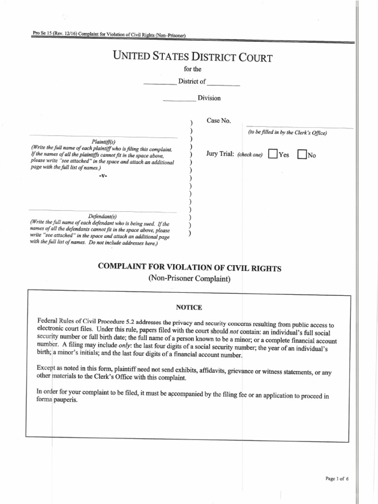 Document - 2024-12!12!181113-Complaint For Violation of Civil Rights | PDF