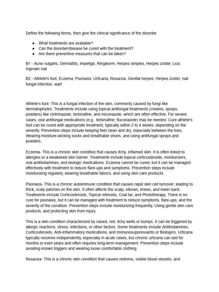 Integumentary Disorders-Dylan Hacken | PDF | Dermatitis | Causes Of Death