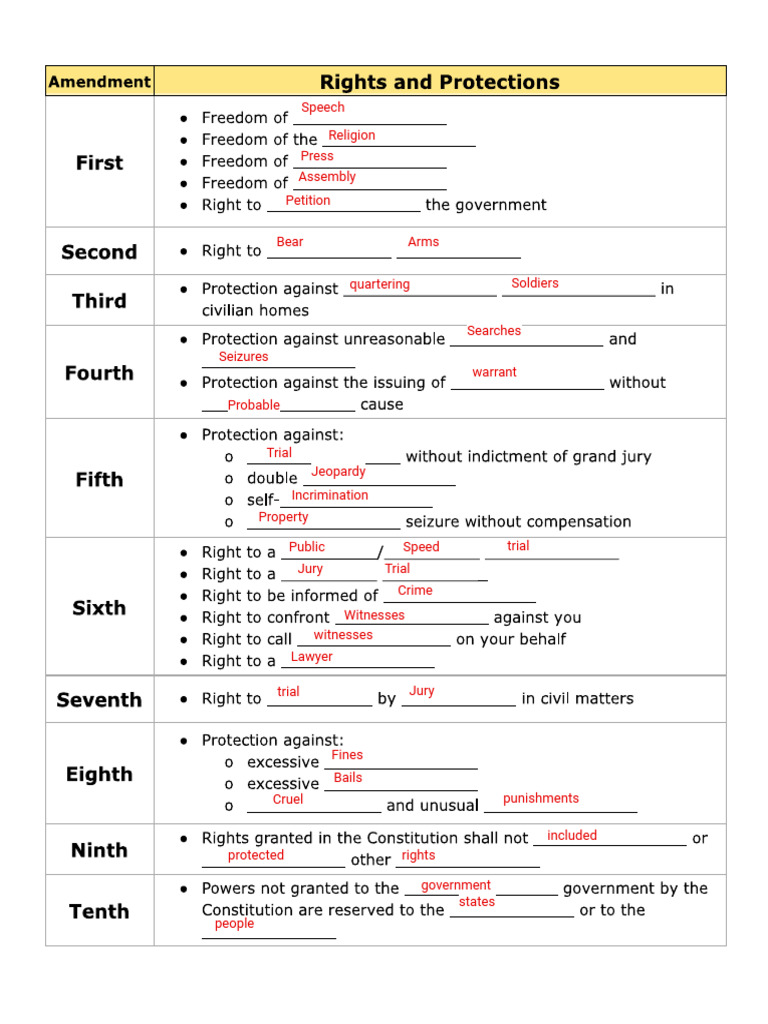 Kami Export - Bill of Rights Summary Notes 2024 | PDF