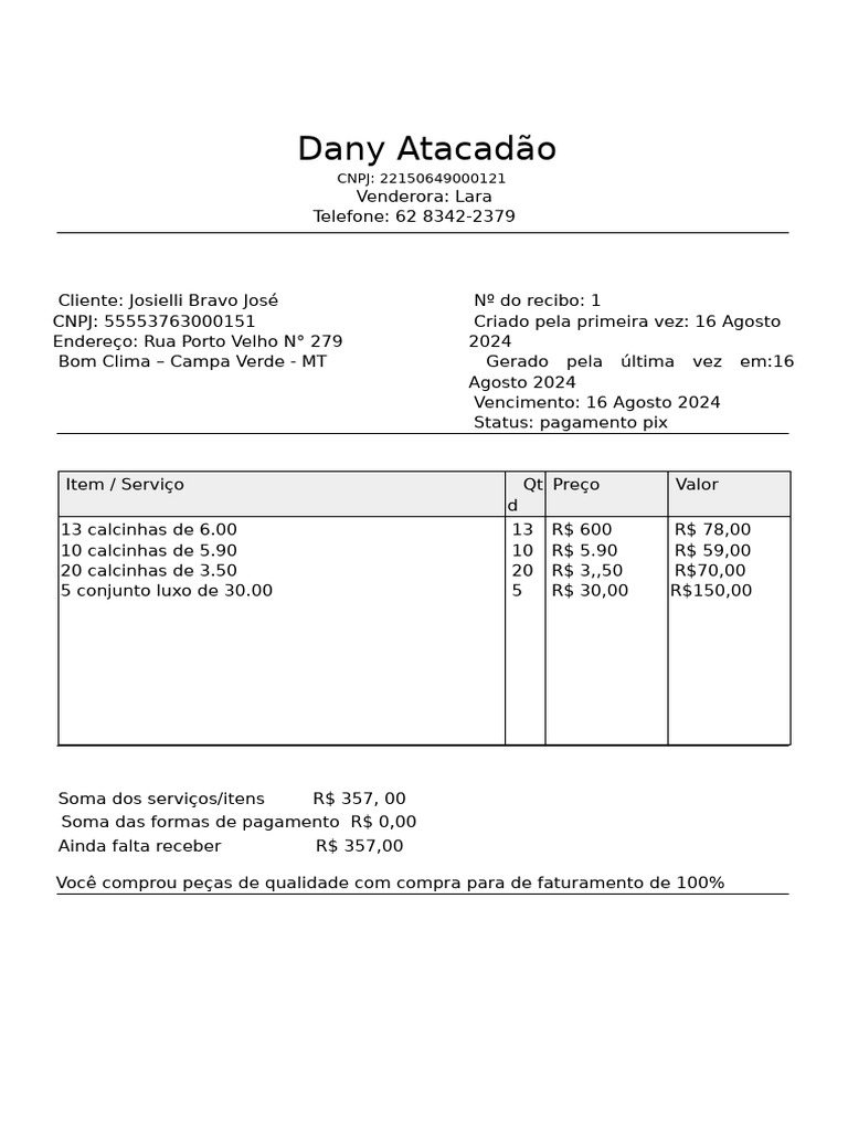 Exemplo de Recibo | PDF