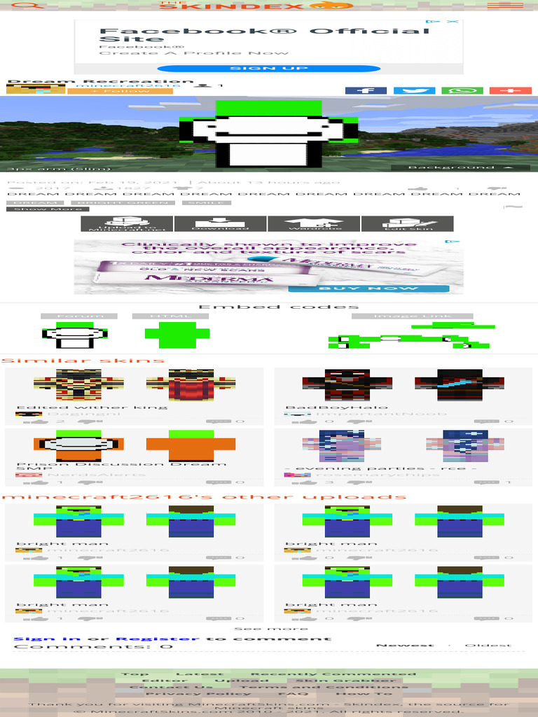 Dream Recreation Minecraft Skin | PDF | Minecraft | Network Service