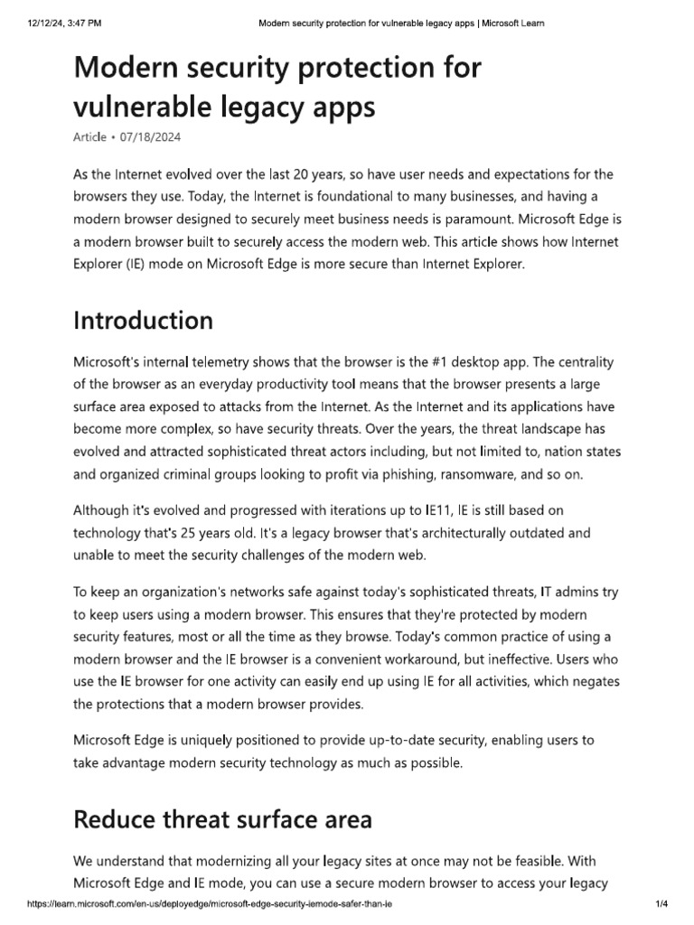 Modern Security Protection For Vulnerable Legacy Apps | PDF