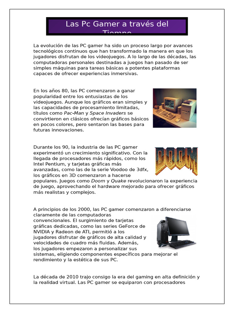 Las PC Gamer Atraves Del Tiempo | PDF | Microprocesador | Hardware de ...