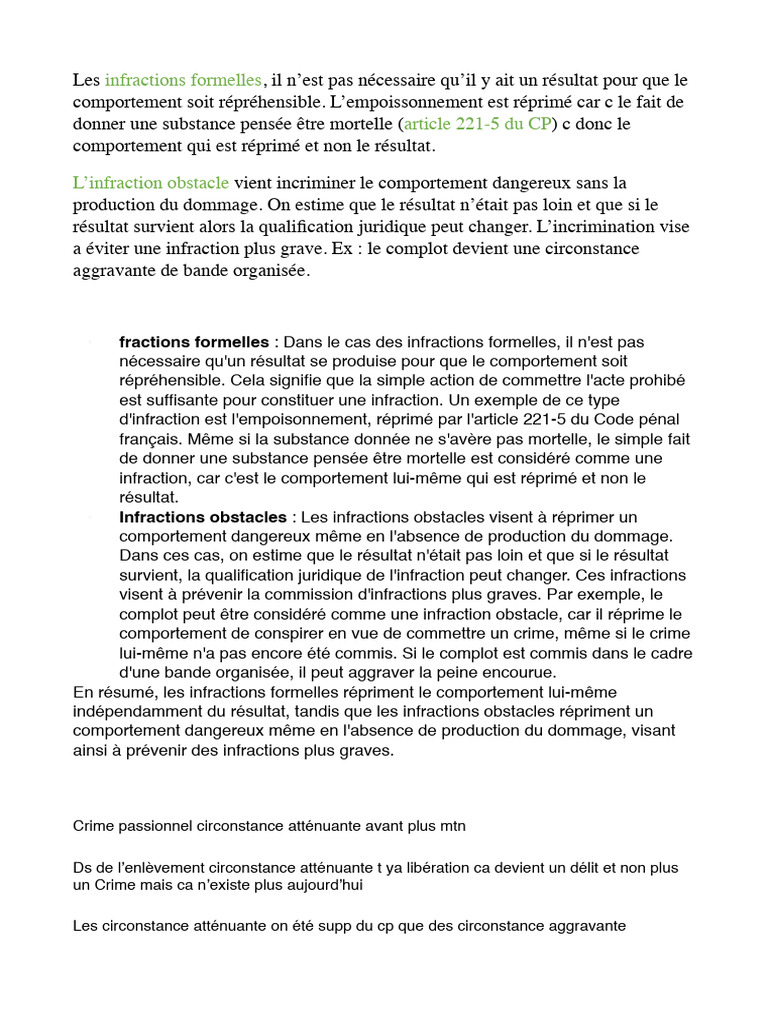 Infractions formelles et tentatives punissables | PDF | Crimes | Crime ...