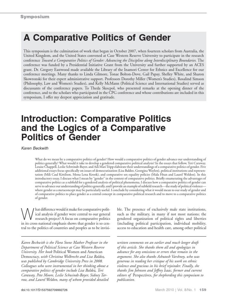 A Comparative Politics of Gender: Symposium | PDF | Gender | Gender Studies