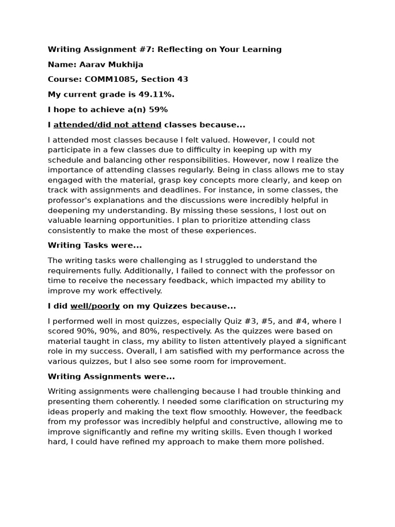 Writing Assignment 7 | PDF | Cognition | Cognitive Science