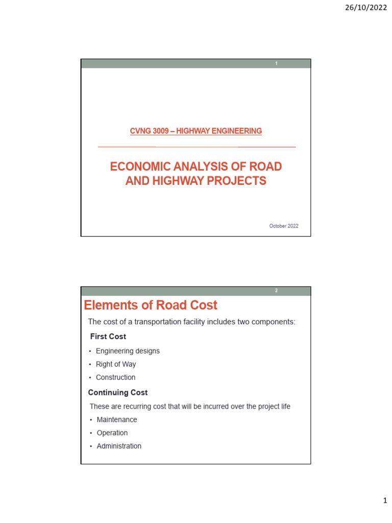Economic Analysis of Highway Projects | PDF | Net Present Value | Economies
