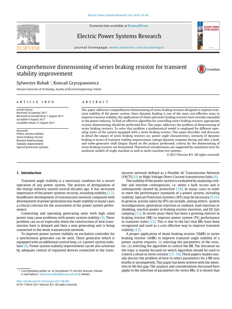 Curated visual reference: Visual Reference: Prehensive Dimensioning Of Series Braking Resistor For Transient