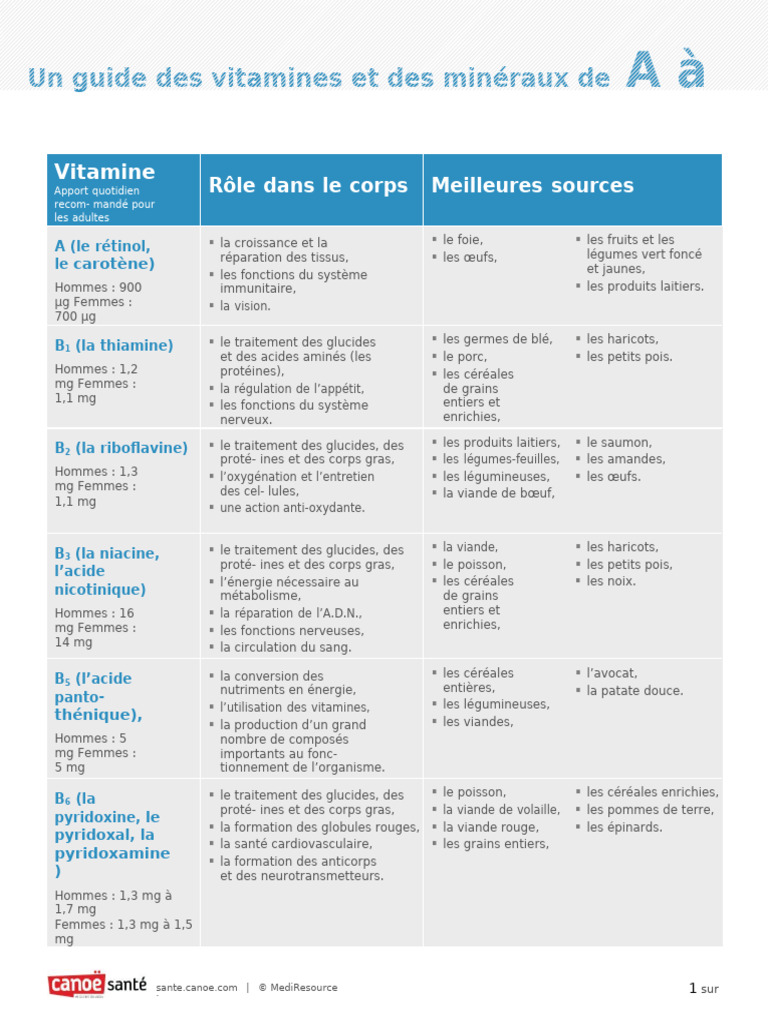 Guide des vitamines et minéraux essentiels | PDF | Magnésium