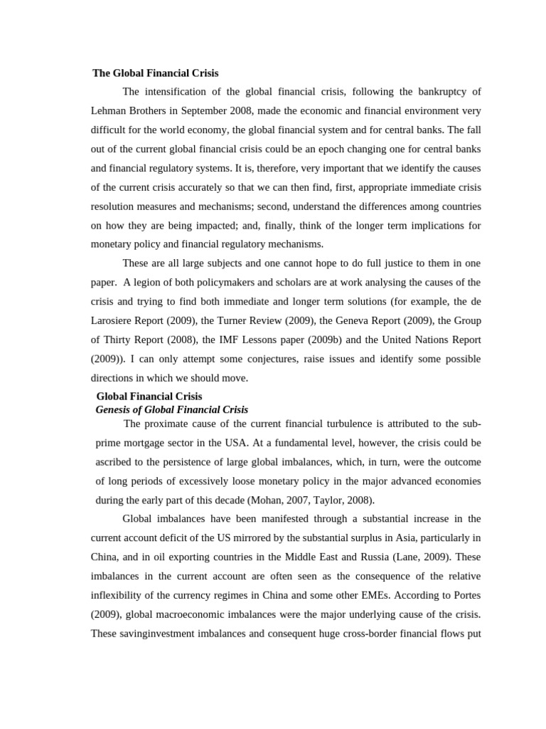 Causes and Impact of the Financial Crisis | PDF | Monetary Policy ...