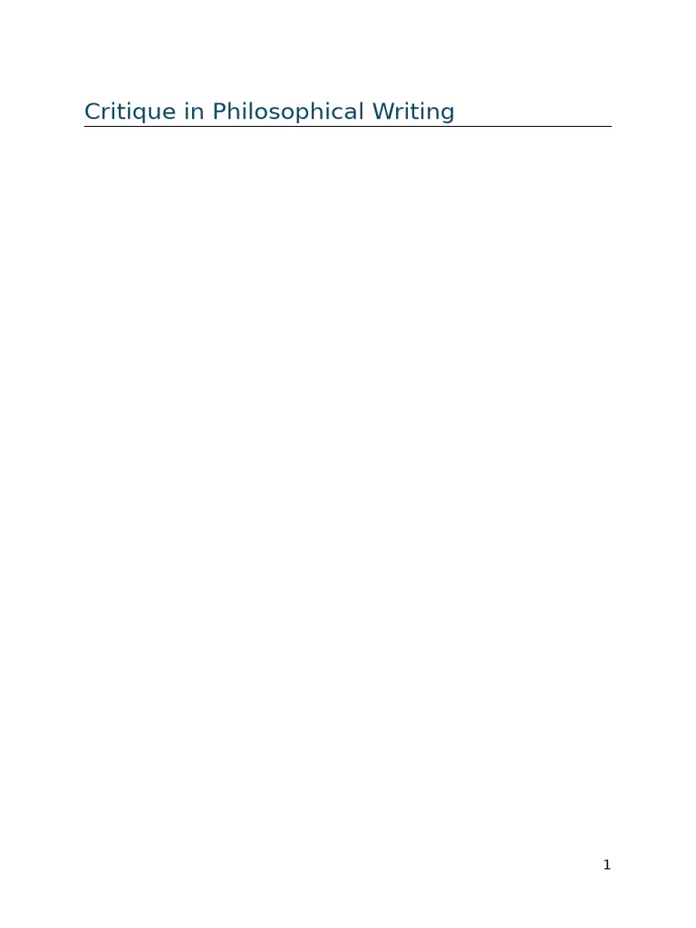 ChatGPT MyLearning On Critique in Philosophical Writing | PDF ...