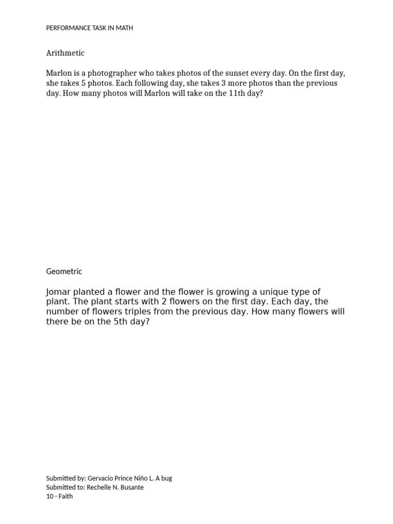 Math Tasks for 10th Grade Students | PDF