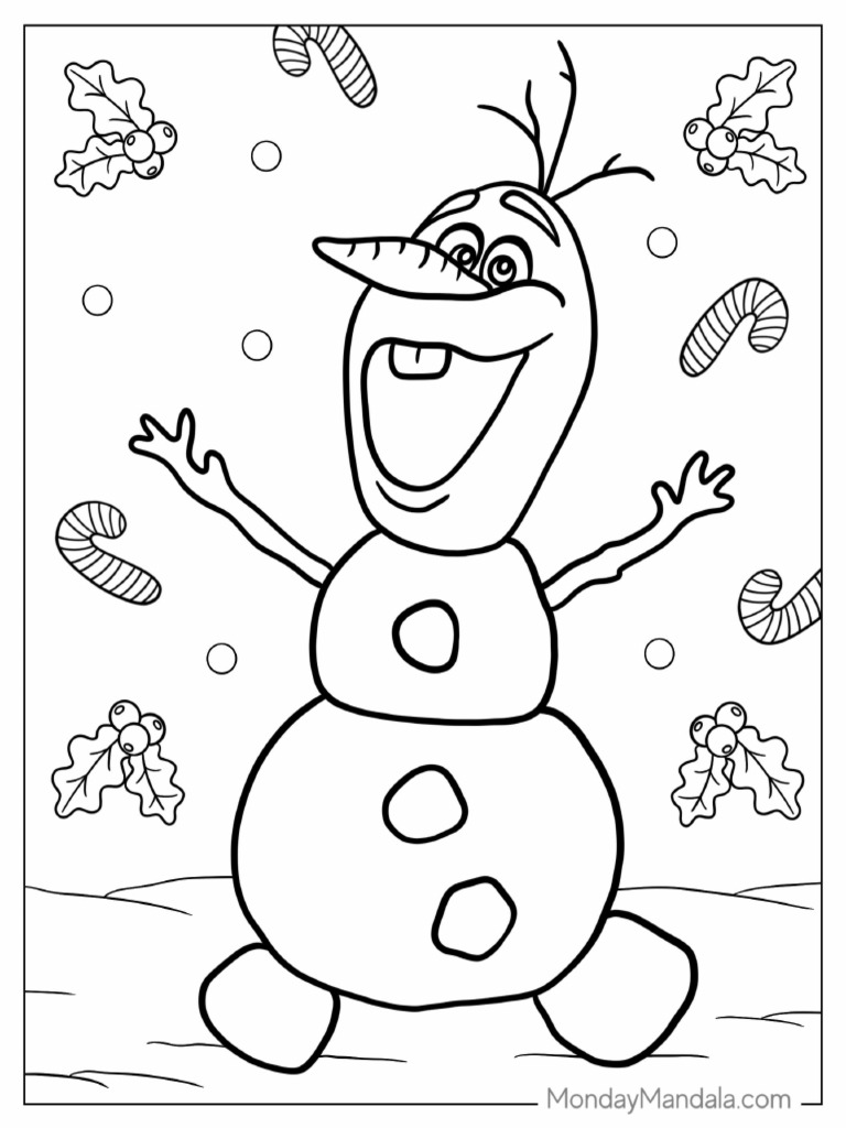 Cheerful Olaf Coloring Sheet | PDF