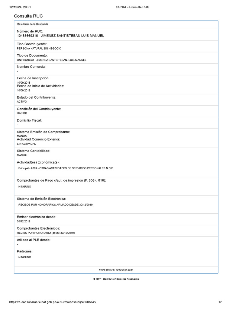 Sunat consulta ruc pdf