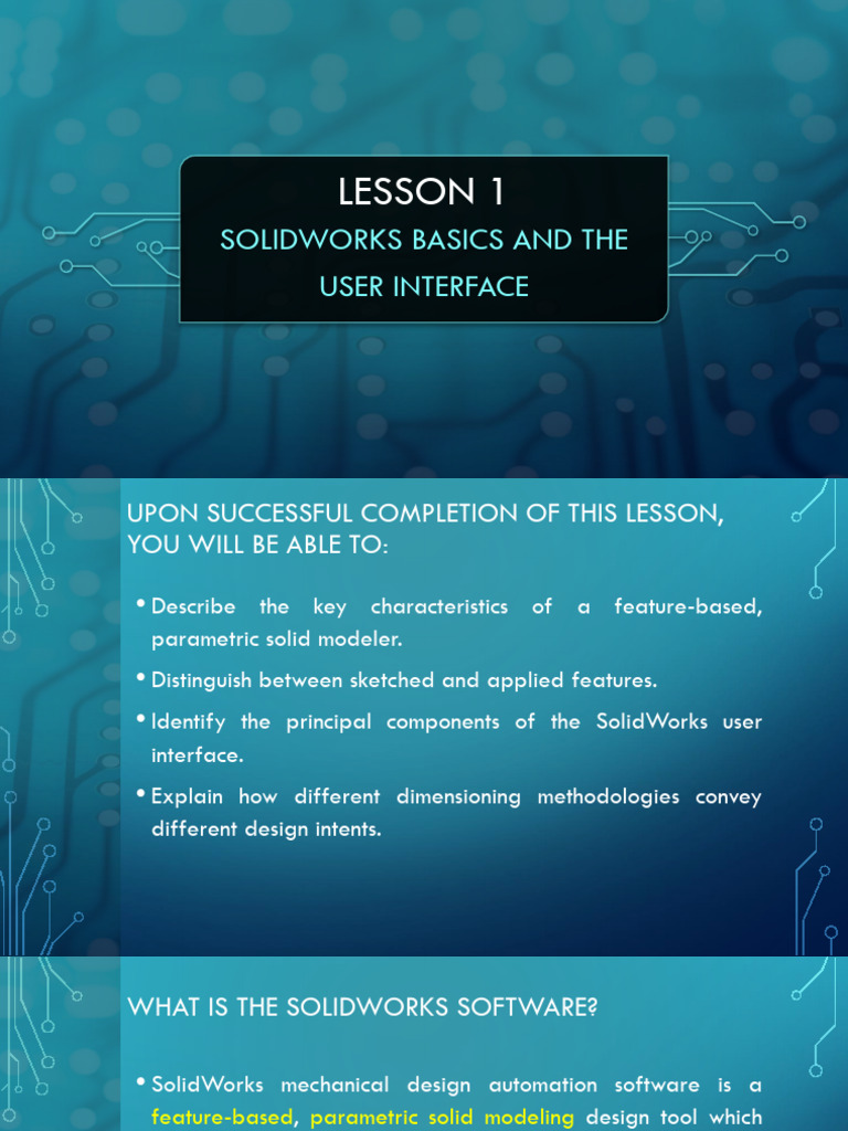 Lesson 1: Solidworks Basics and The User Interface | PDF | Computer ...