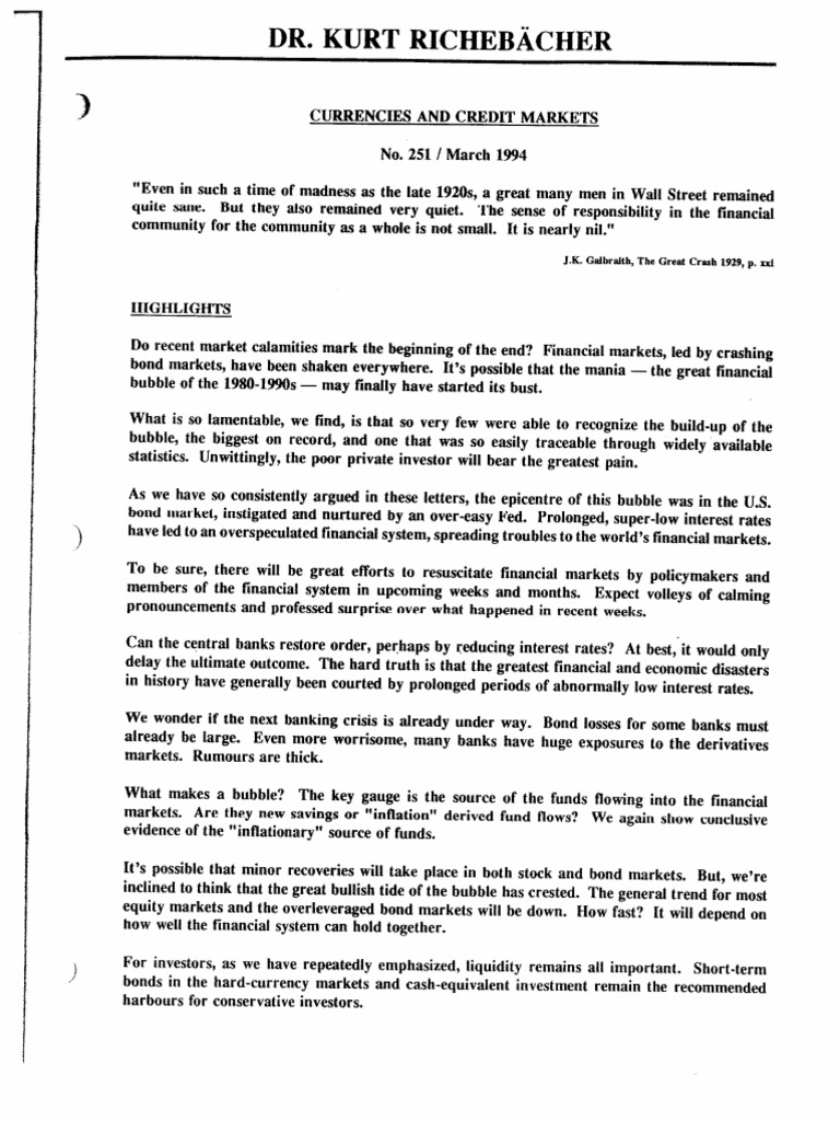 Market Bubble Insights: 1994 Analysis | PDF | Economic Bubble | Futures ...