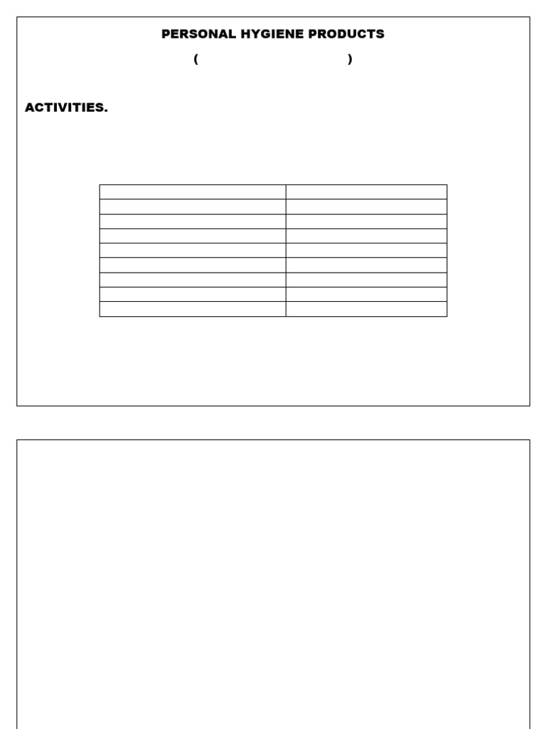 Productos de Higiene Personal en Inglés | PDF