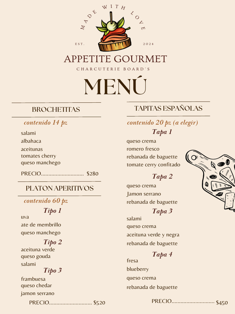 Menú Charcutería - Appetite Gourmet | PDF | Cocina vegana | Fruta