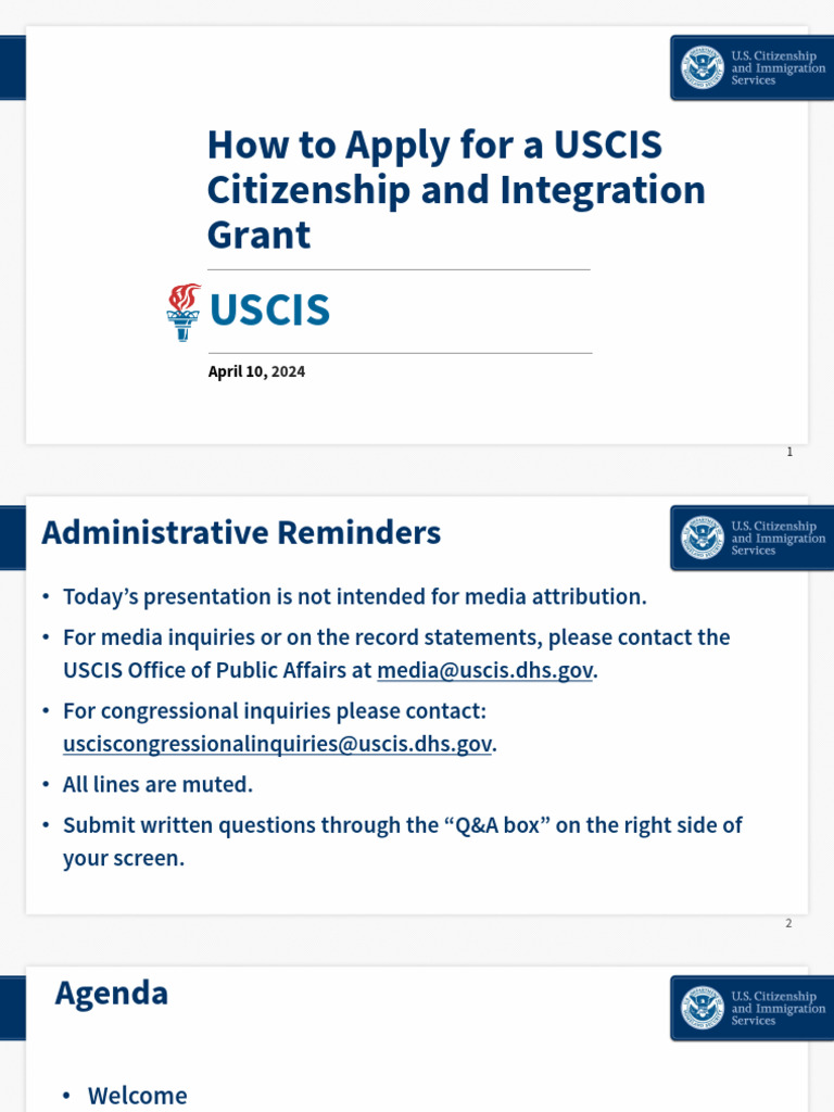Howto Applyfora USCISCitizenshipand Integration Grant 2024 | PDF ...