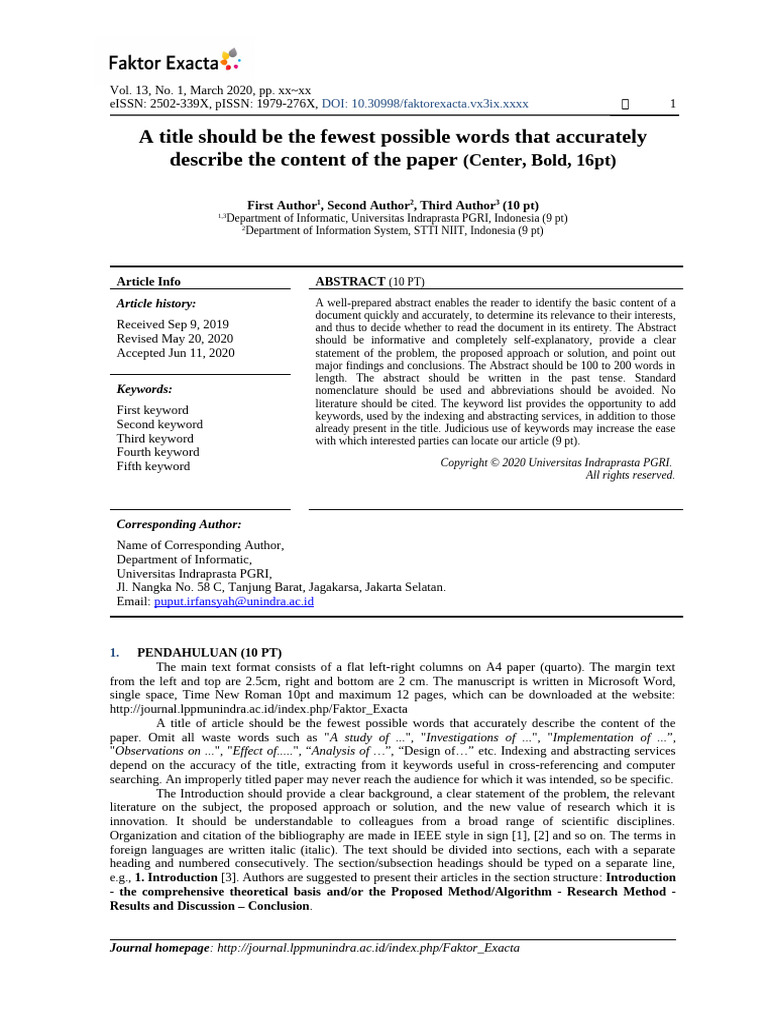 00 Template FAKTOR EXACTA 2020 | PDF | Reserved Word | Algorithms