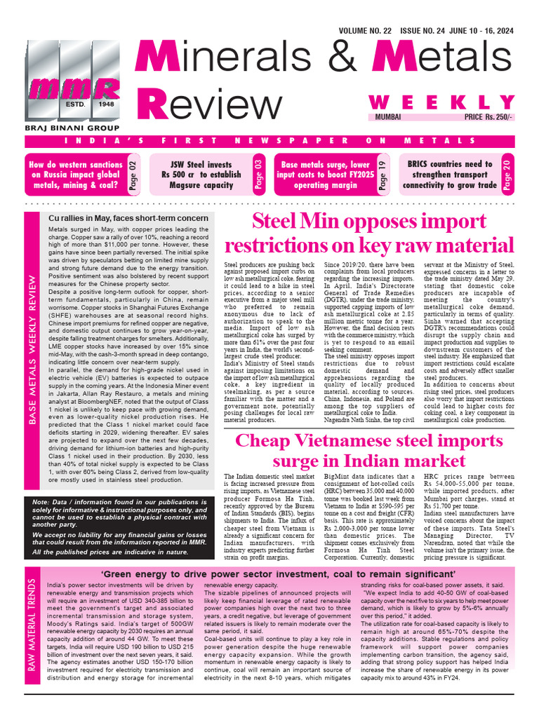 India's Metals & Mining Weekly Review | PDF | Reserve Bank Of India ...