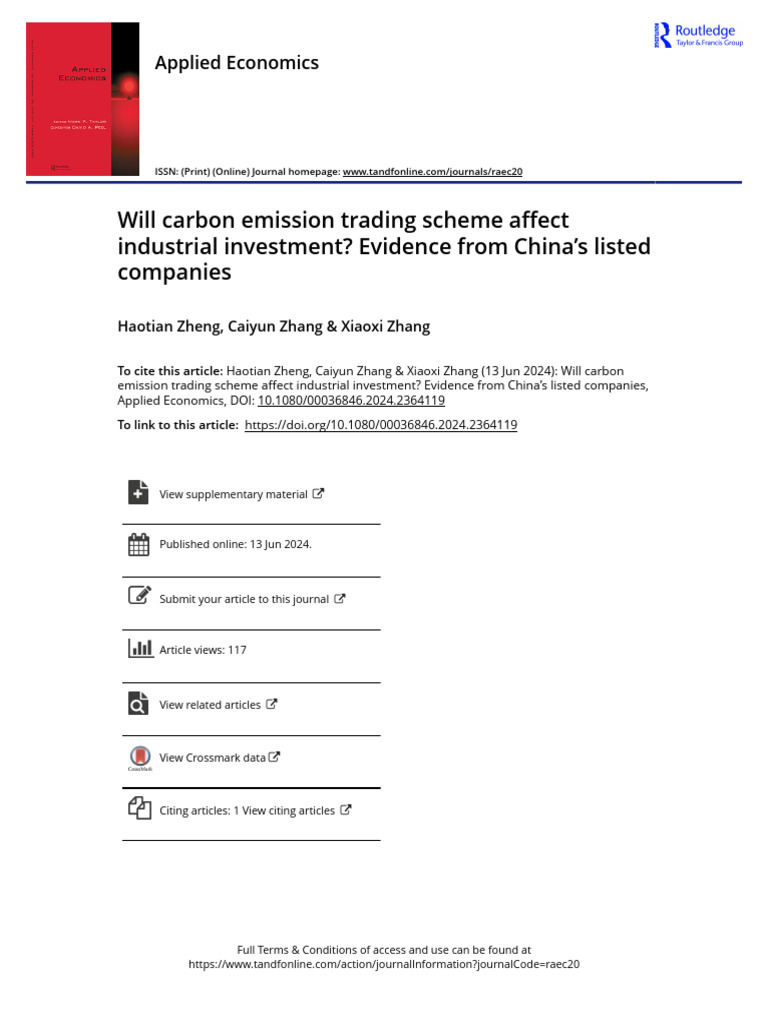 Impact of Carbon Trading on Investment | PDF | Capital Structure ...