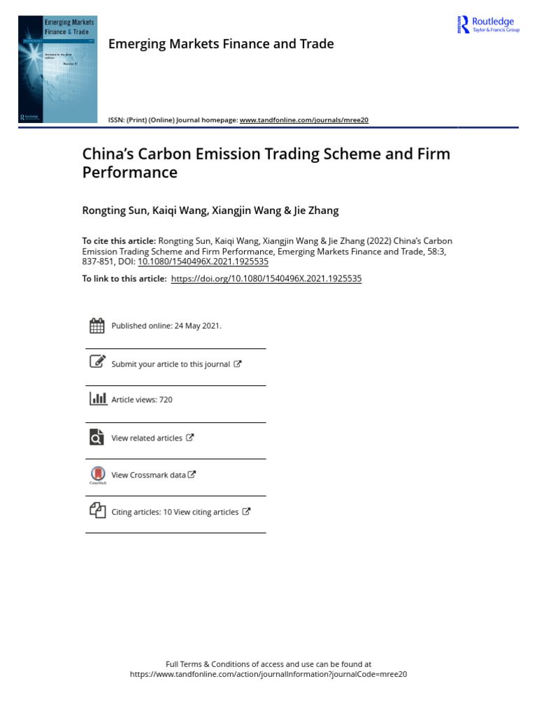 China S Carbon Emission Trading Scheme and Firm Performance | PDF ...