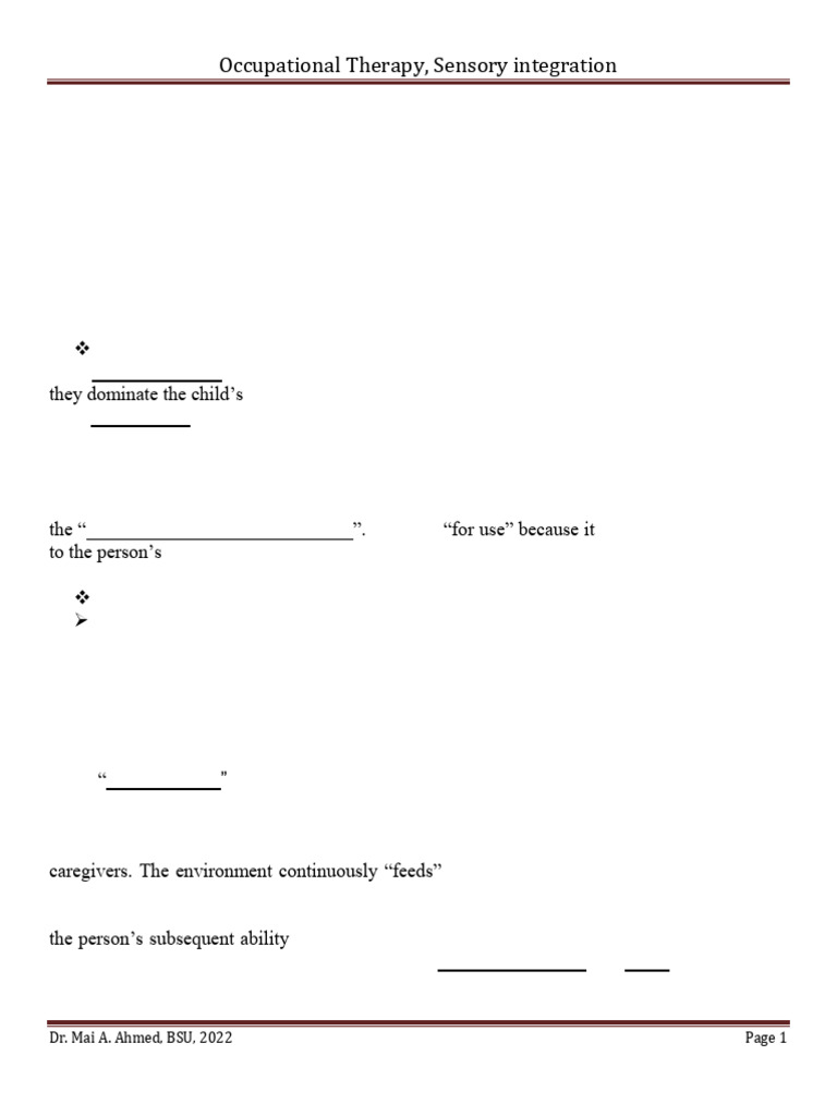 Sensory Integration Final | PDF | Perception | Sensory Processing Disorder