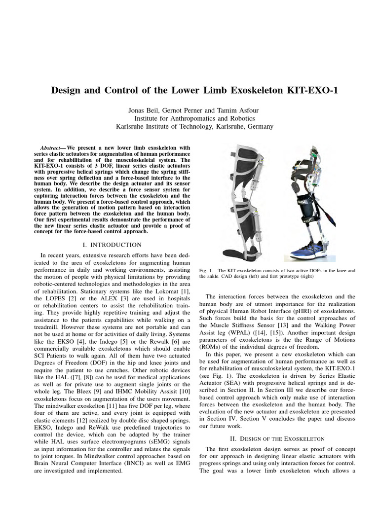 Design and Control of the Lower Limb Exoskeleton | PDF | Anatomical ...