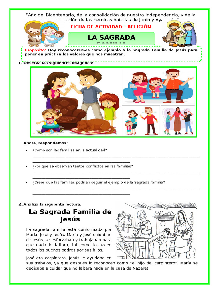 Valores de la Sagrada Familia | PDF | Jesús | María, madre de Jesús